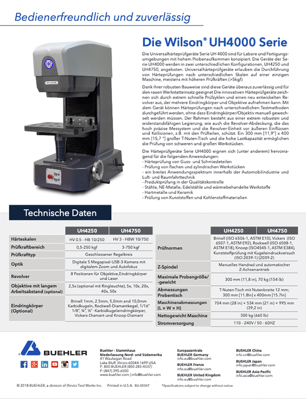 Wilson® UH4000 Sell Sheet