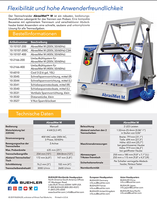 AbrasiMet® M Manual Abrasive Cutter Sell Sheet