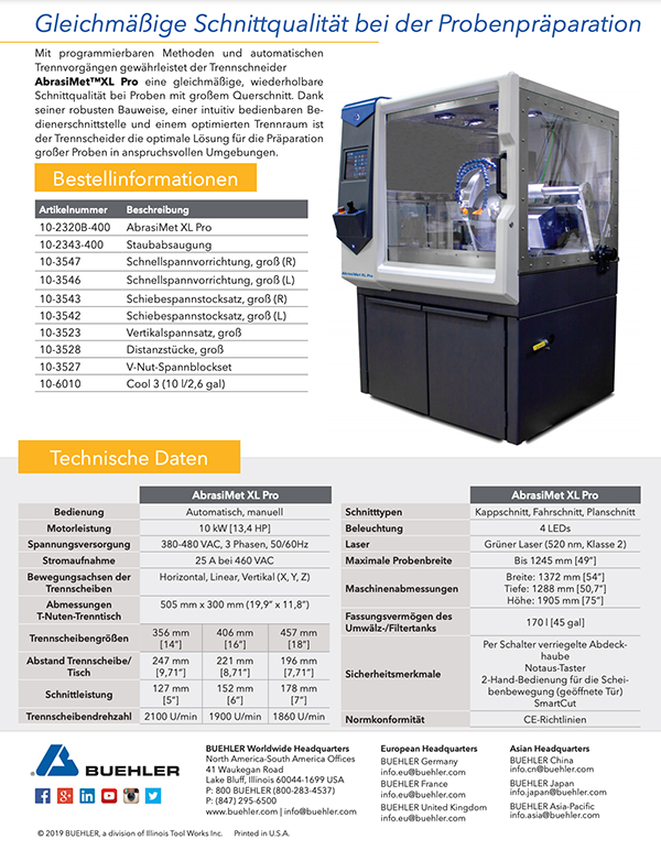 AbrasiMet® XL Pro Automatic Abrasive Cutter Sell Sheet
