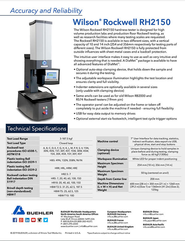 Wilson RH2150 Sell Sheet English