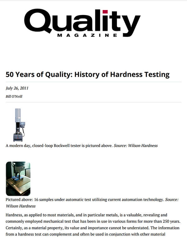 50 Years of Quality History of Hardness Testing English