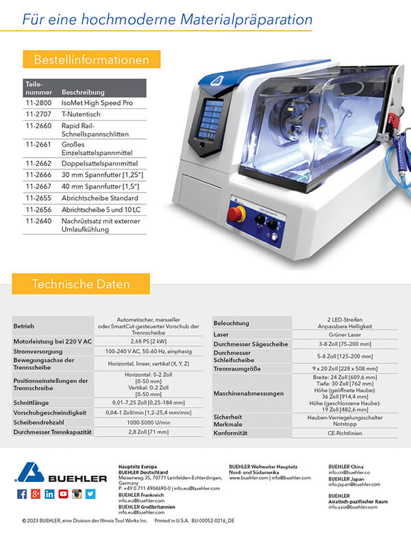 German IsoMet High Speed Sell Sheet