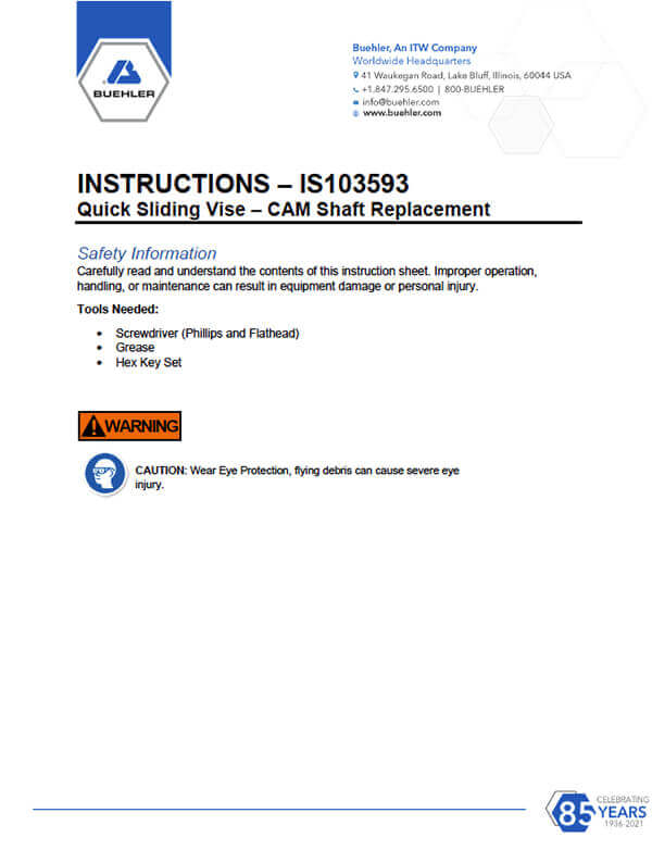 IS103593 Kit de maintenance de l'étau à glissement rapide