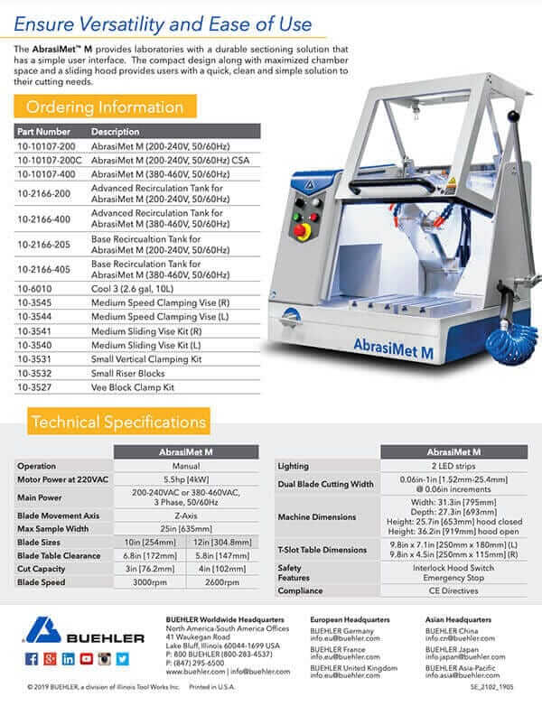 AbrasiMet M Manual Abrasive Cutter Sell Sheet