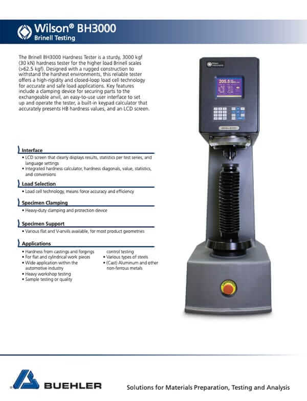 Wilson BH3000 Brinell Hardness Tester English