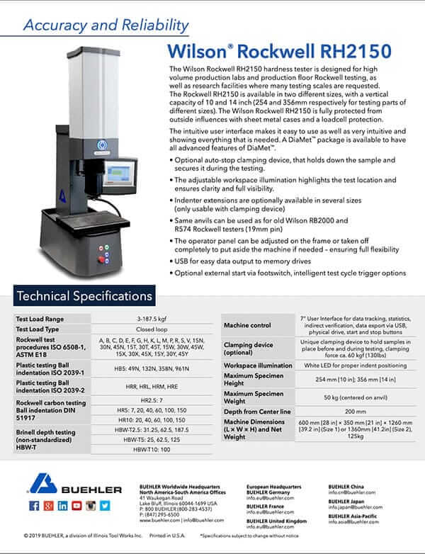 Wilson RH2150 Sell Sheet English