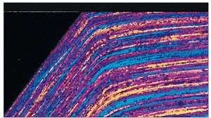 Figure 6.2 Deformed, elongated grain structure of extruded 6061-F aluminum after shearing revealed by anodizing with Barkers reagent (polarized light, 100X)